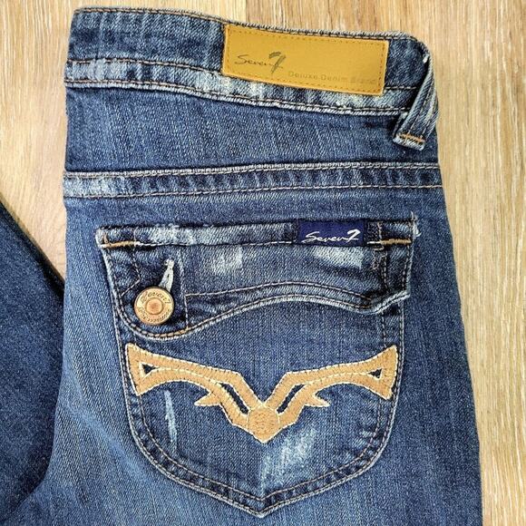 SEVEN7 Premium Denim Distressed Flare Leg Jeans 30 - Picture 2 of 10